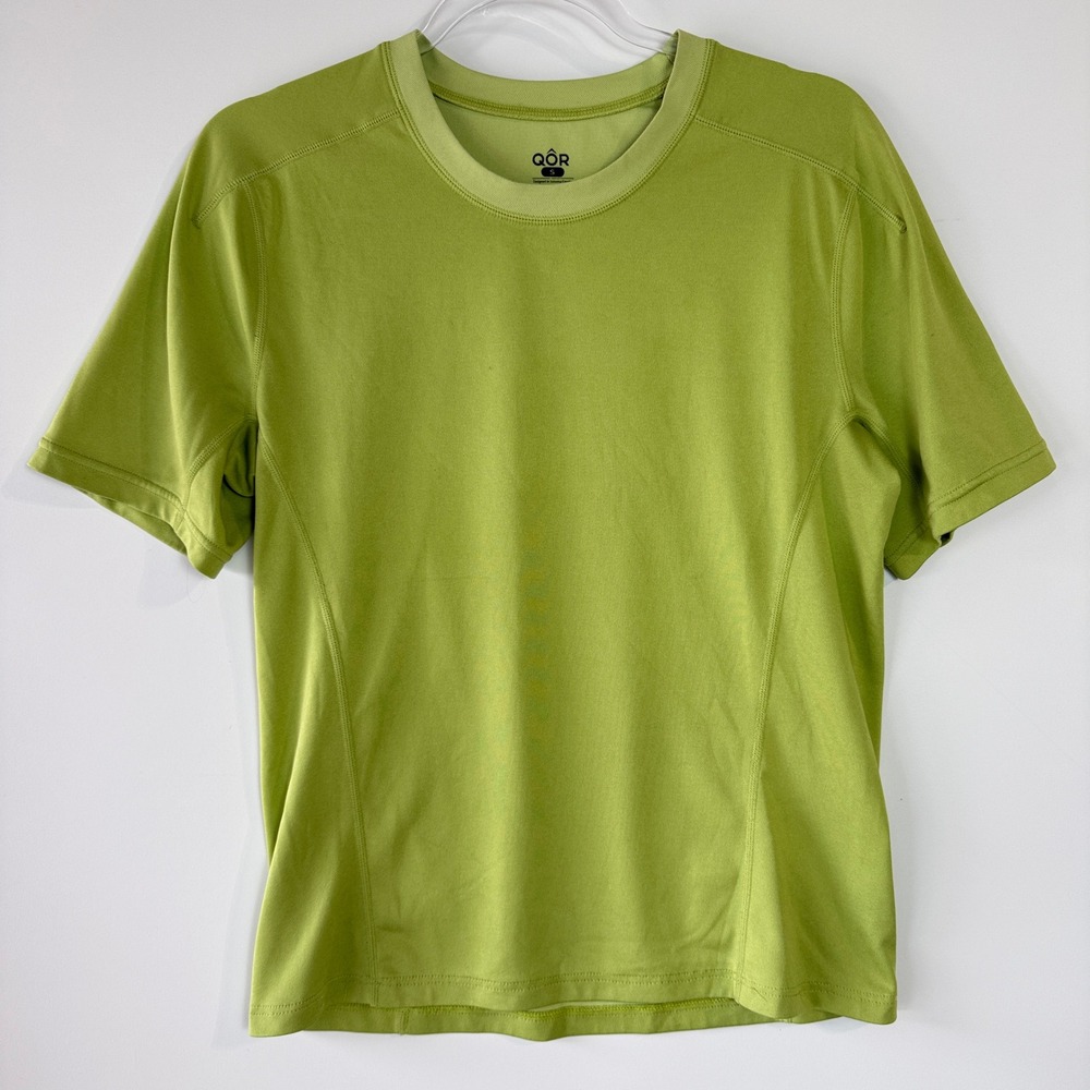 QOR Performance T-Shirt Mens Small‎ Lime Green Polygiene Odor Control Active